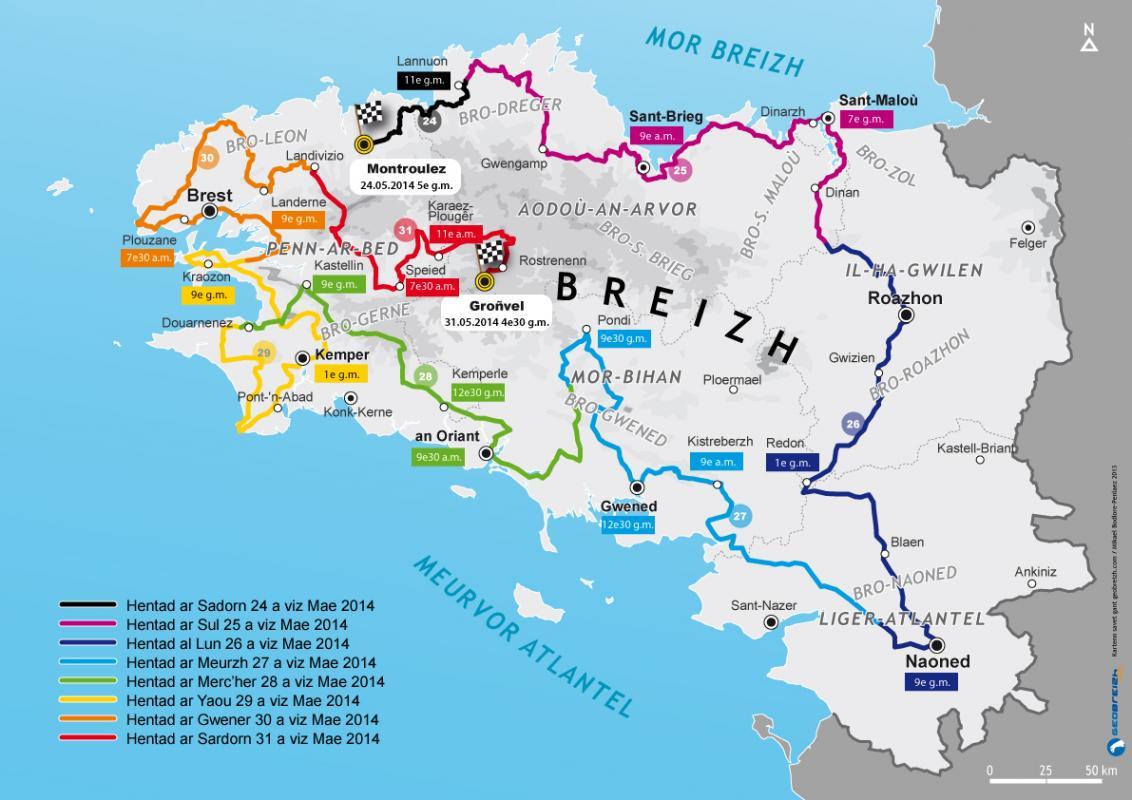 Itinéraire 2014 de la Redadeg