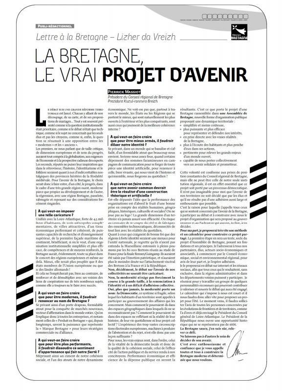 la page du président de la Région Bretagne à 4 départements