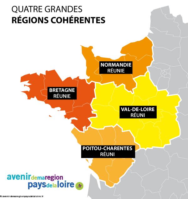 Quatre grandes régions cohérentes.