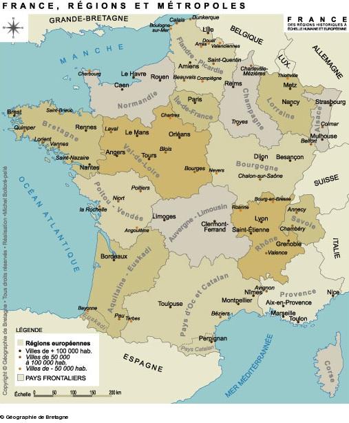 France, régions et métropoles. Réalisation Mikael Bodlore-Penlaez.