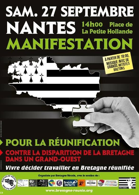 Rappel de l'affiche de la manifestation du 27 septembre 2014 à Nantes-de-Bretagne. Rappel de l'affiche de la manifestation du 27 septembre 2014 à Nantes-de-Bretagne.
