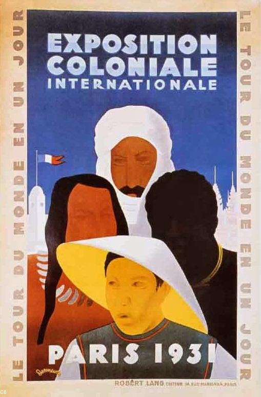 Affiche Exposition Coloniale de Paris 1931 <i>Le tour du monde en un jour.</i> . Robert Lang éditeur 14 rue de Marignan Paris. Affiche Exposition Coloniale de Paris 1931 <i>Le tour du monde en un jour.</i> . Robert Lang éditeur 14 rue de Marignan Paris.