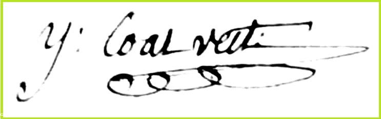 La dernière signature de l'abbé Yves Coat, le 20 mai 1791 sur le registre paroissial de Saint Donatien <i>Y. Coat rect</i> (recteur : c'est ainsi que les prêtres sont nommés en basse Bretagne, cf. <i>Le recteur de l'Île de Sein</i>). La dernière signature de l'abbé Yves Coat, le 20 mai 1791 sur le registre paroissial de Saint Donatien <i>Y. Coat rect</i> (recteur : c'est ainsi que les prêtres sont nommés en basse Bretagne, cf. <i>Le recteur de l'Île de Sein</i>).