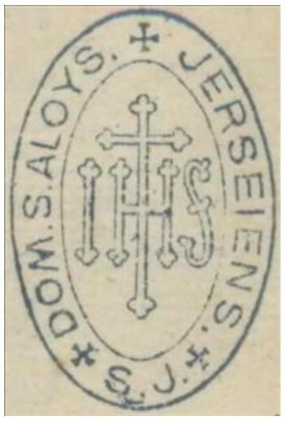 Le cachet <i>Dom. S. Aloys. Jerseiens S.J.</i>. Le cachet <i>Dom. S. Aloys. Jerseiens S.J.</i>.