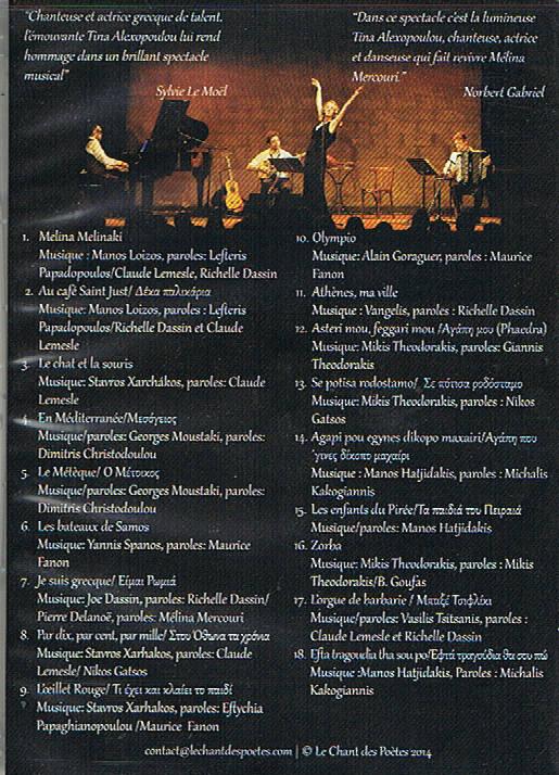 Titres des chansons du DVD