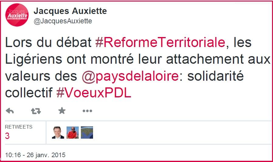 <i>Tweet</i> de Jacques Auxiette, 26 janvier 2015.