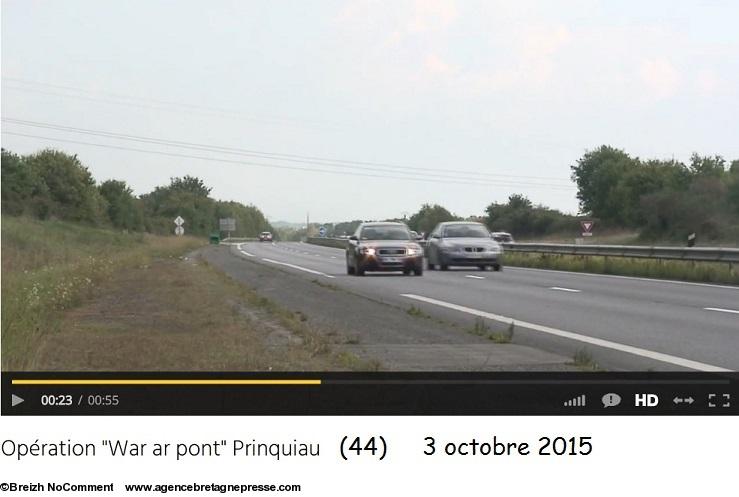 Appel de phares. Le rendez-vous War ar Pont au pont de Prinquiau (44) le 3 octobre 2015 pour la réunification de la Bretagne. Copie d'écran.