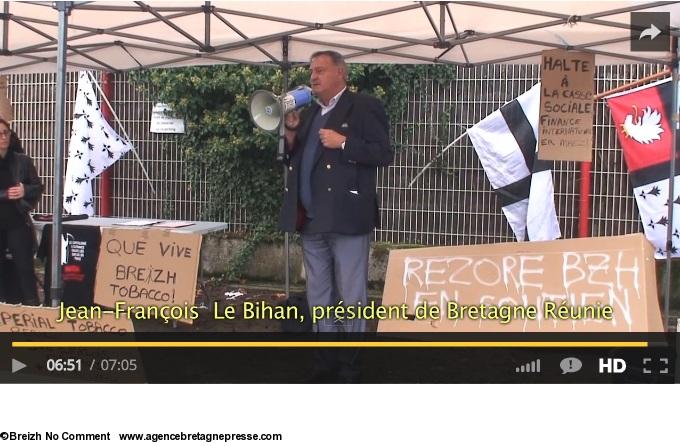 Jean-François Le Bihan président de l'association Bretagne Réunie au rassemblement de Carquefou le 7 octobre 2015. Copie d'écran. Jean-François Le Bihan président de l'association Bretagne Réunie au rassemblement de Carquefou le 7 octobre 2015. Copie d'écran.