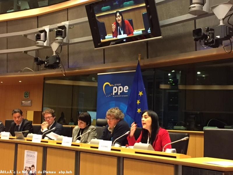 Sylvie LE MOËL, lors de l'Audition sur Erasmus+ au Parlement européen à Bruxelles.