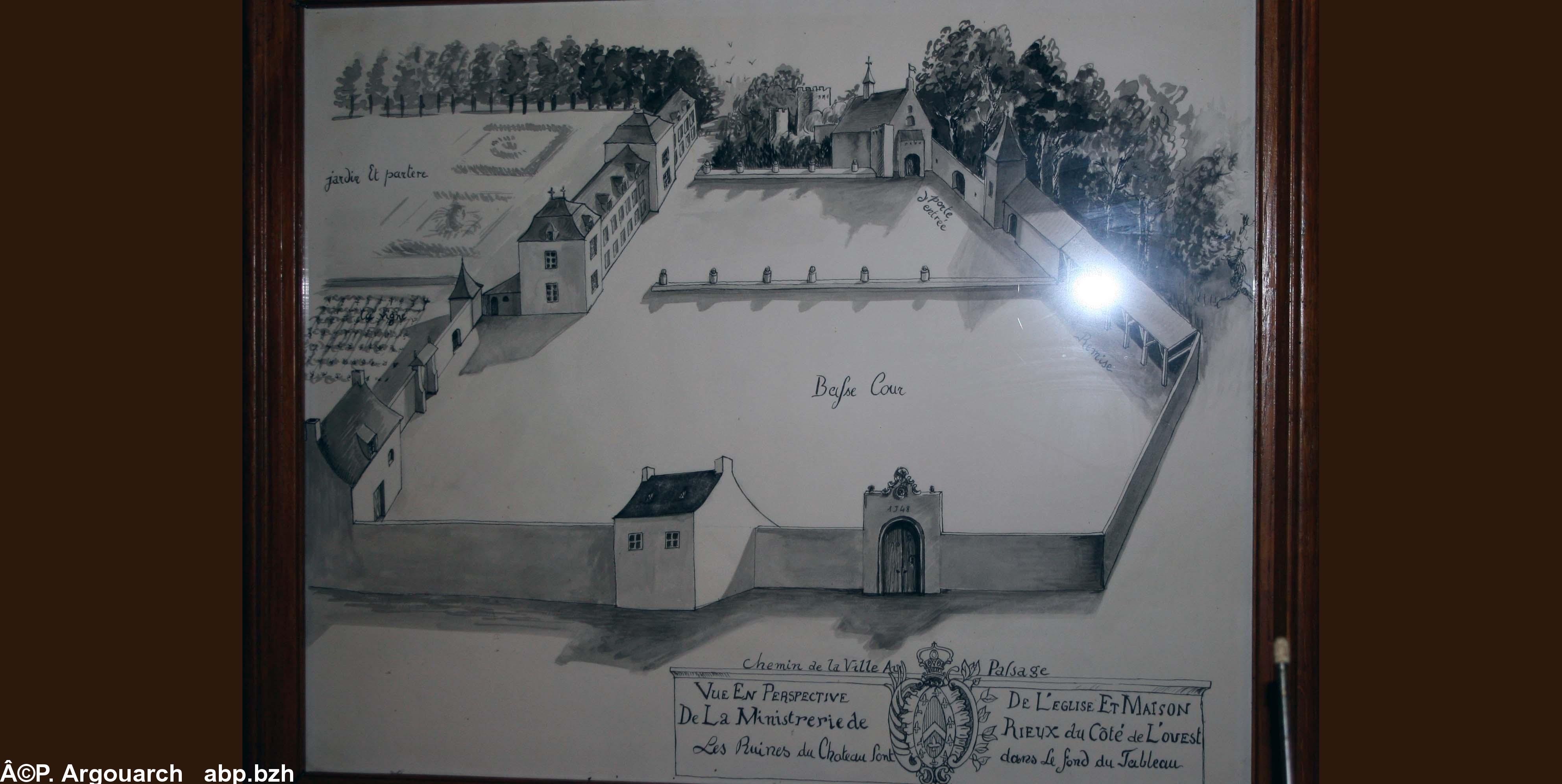L' ancien couvent des Trinitaires avec au fond la chapelle qui aurait contenu le caveau des Rieux --y compris la tombe d'Alain Le Grand ? (collection privée Pierre Guehenneux)