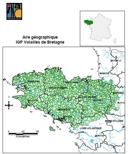 Zone de l'IGP "Volailles de Bretagne"