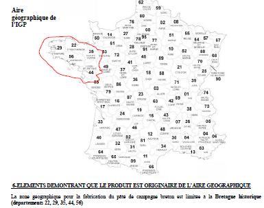 Zone de l'IGP "Paté de campagne de Bretagne"