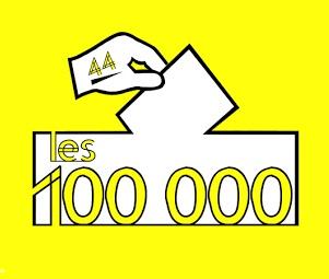 Logo Les 100.000. Pétition en Loire-Atlantique par Bretagne Réunie pour la Réunification de la Bretagne (droit d'option).