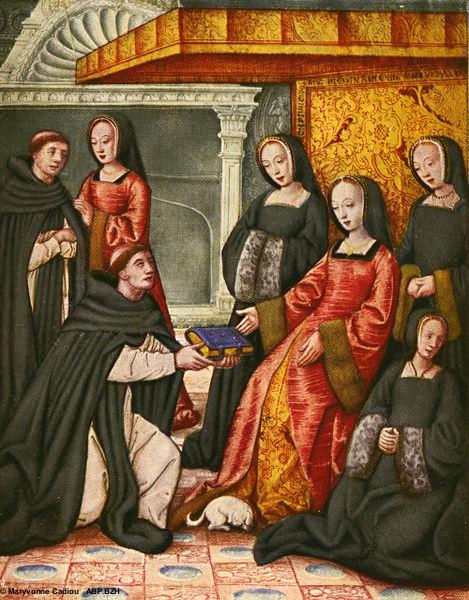 35- Enluminure du manuscrit 17 du musée Dobrée. Antoine Dufour remet à Anne son livre Les Vies des femmes célèbres. 35- Enluminure du manuscrit 17 du musée Dobrée. Antoine Dufour remet à Anne son livre Les Vies des femmes célèbres.