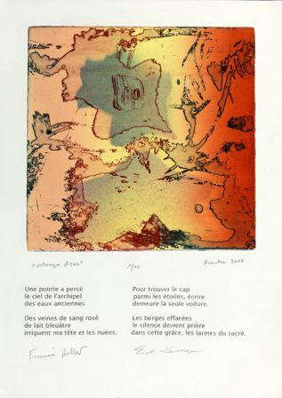 Gravure Francis Rollet Poème Eve Lerner