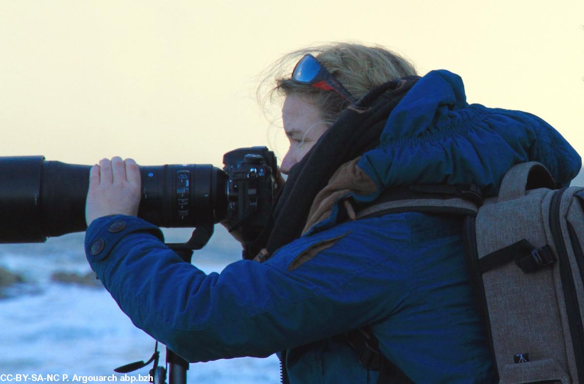 Pauline Horellou en plein travail : Patience et longueurs de temps pour capter l'éphémère de l'instant.