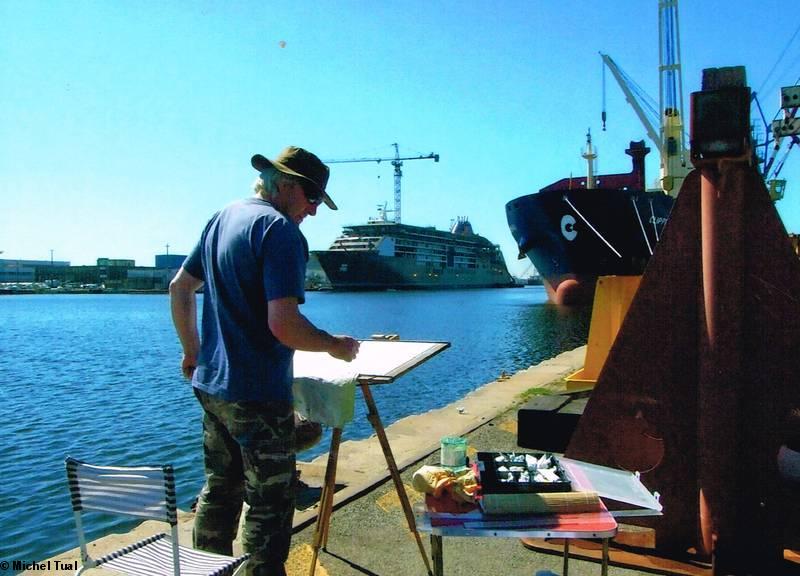 3-Michel Tual à l'oeuvre à Saint-Nazaire. 3-Michel Tual à l'oeuvre à Saint-Nazaire.