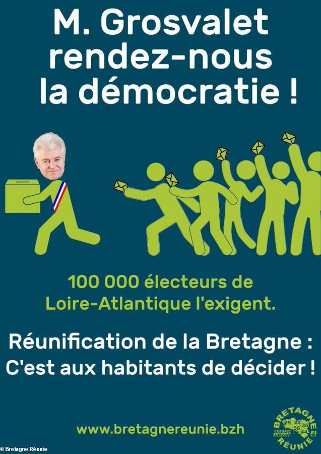 Affiche Bretagne Réunie: Philippe Grosvalet et la démocratie.