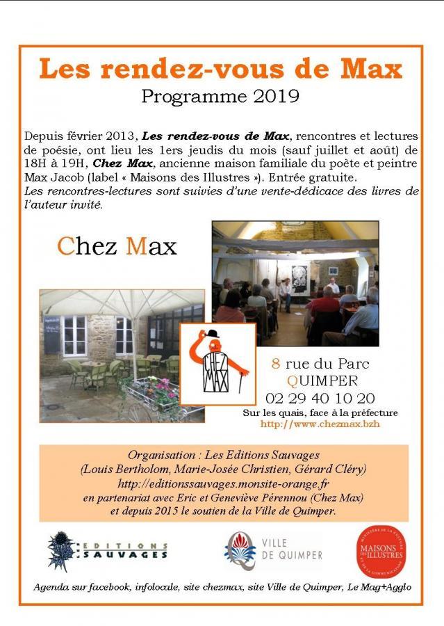 Visuel 2019 "Les rendez-vous de Max"