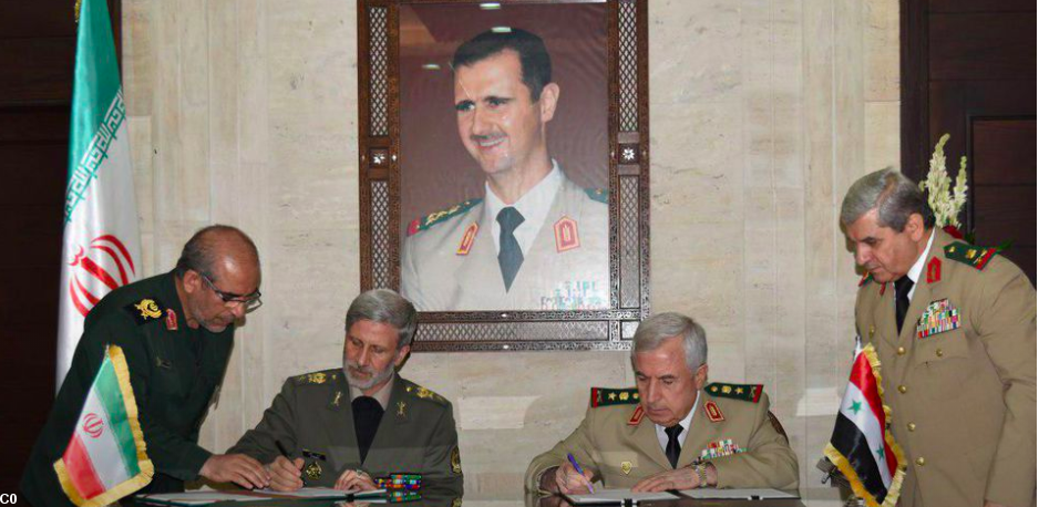 Photo de l'agence syrienne SANA de l'accord de coopération entre la Syrie et l'Iran.