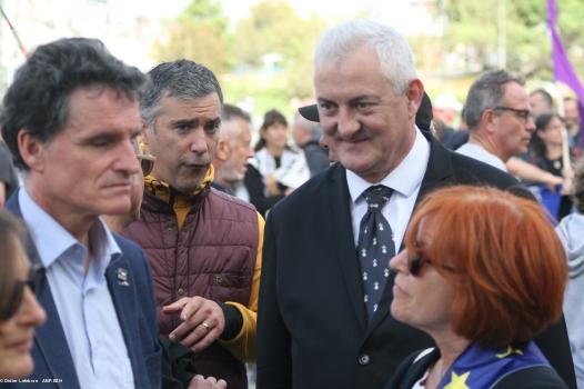 manif de la Coordination démocratique bretonne et de 44=BZH du 28/09/19. Léna Louarn et Paul Molac manif de la Coordination démocratique bretonne et de 44=BZH du 28/09/19. Léna Louarn et Paul Molac