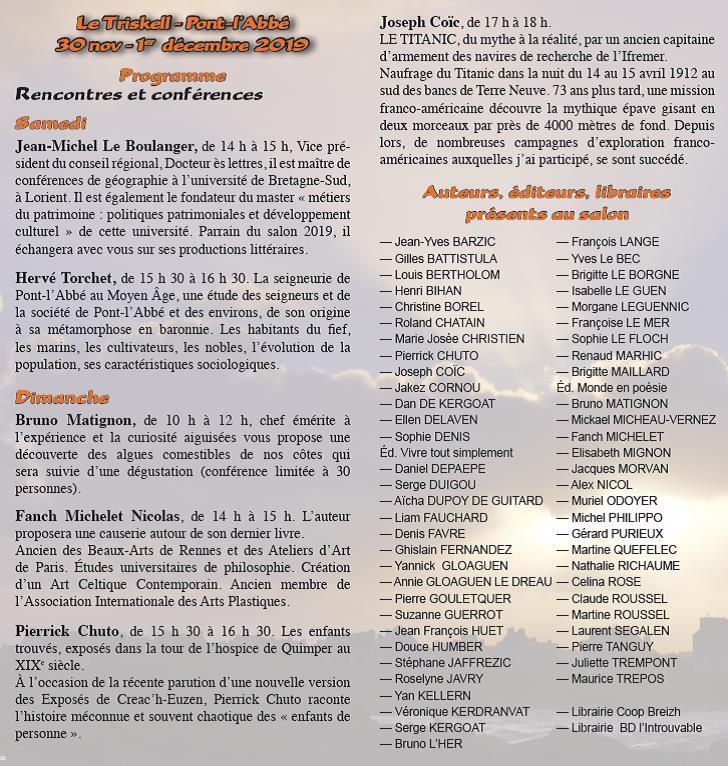 Programme Salon Bigouden du Livre 2019