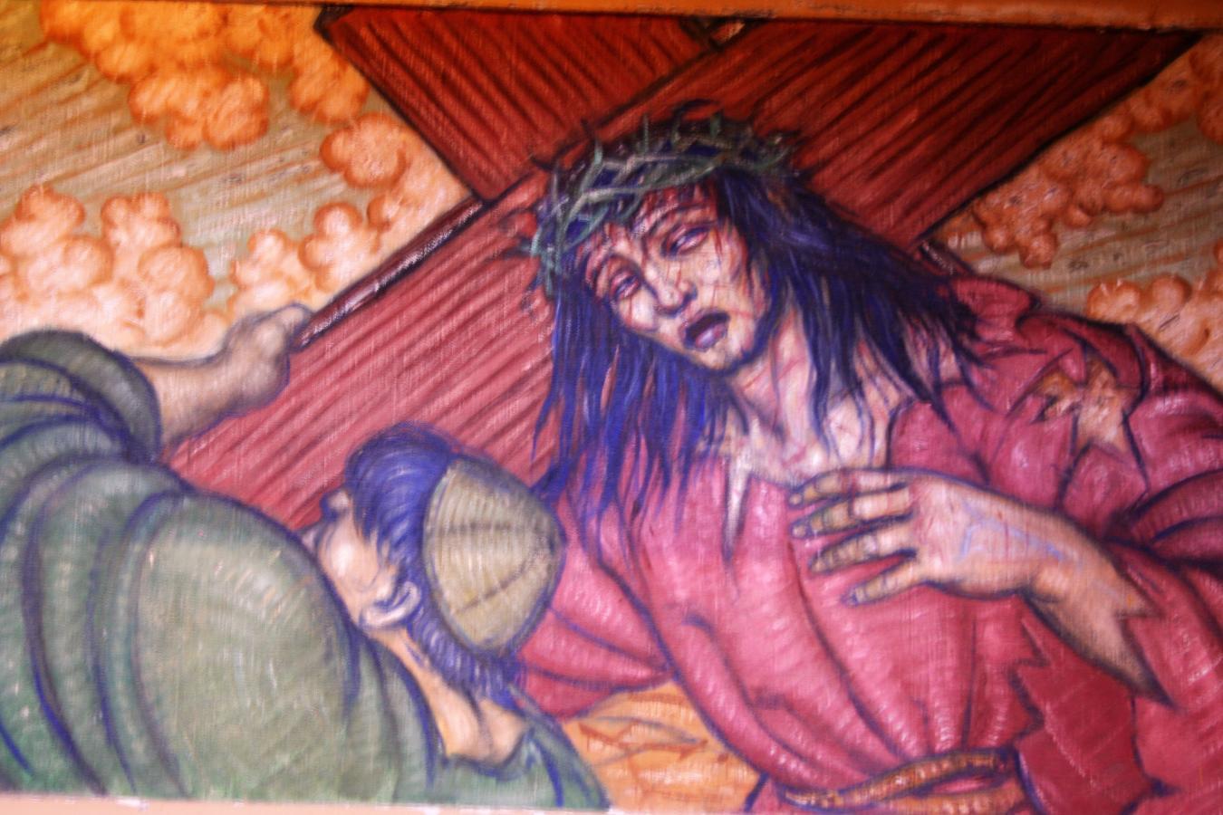 Un élément de l'extraordinaire chemin de Croix de Xavier de Langlais dans la chapelle de l'institution Saint-Joseph (aujourd'hui collège catholique)