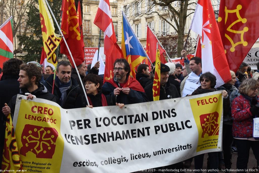 Pariz, yezhoù rannvroel, 2019 , manifestadeg, giton "per l'occitan dins ,l'ensenhament public" , okitaneg Pariz, yezhoù rannvroel, 2019 , manifestadeg, giton "per l'occitan dins ,l'ensenhament public" , okitaneg