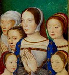 Au centre Claude, fille ainée d'Anne et de Louis XII, femme de François 1er. À droite, la rousse Renée, sa soeur cadette héritière du duché selon le contrat de mariage de 1499.
