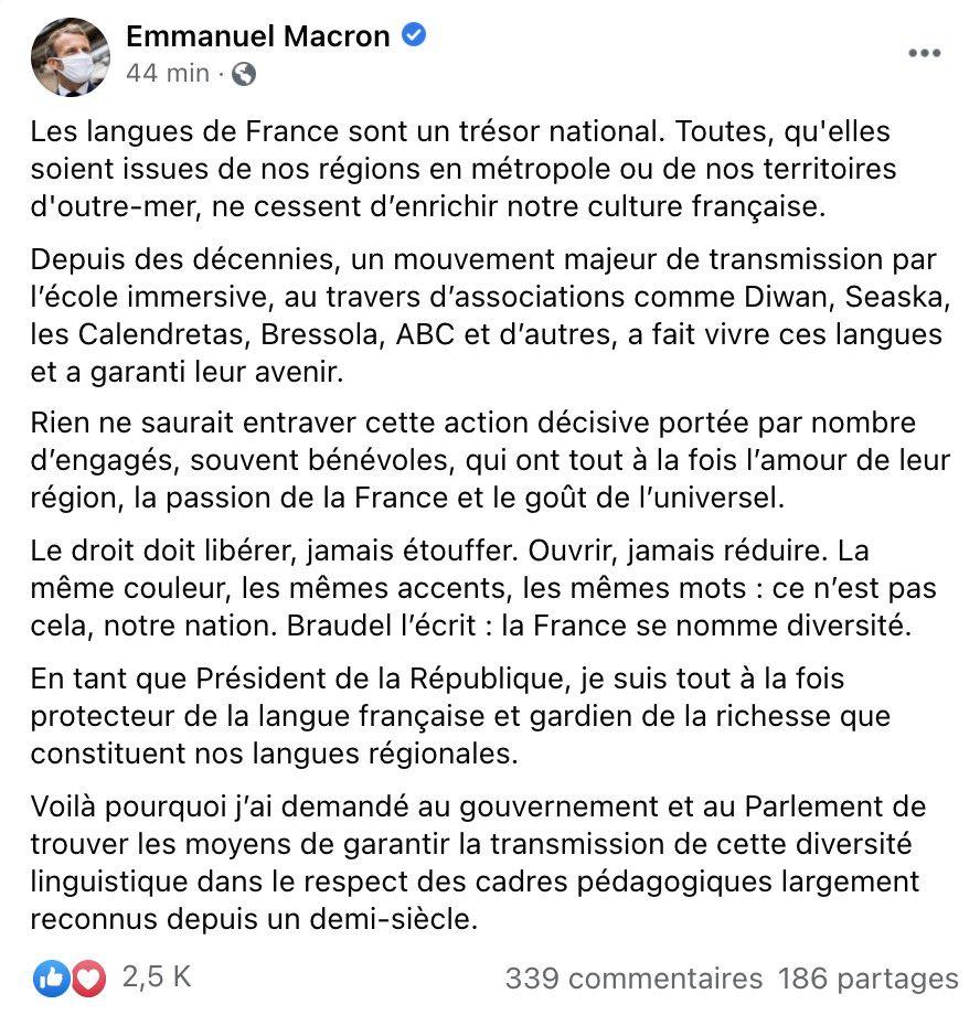 Le tweet du président