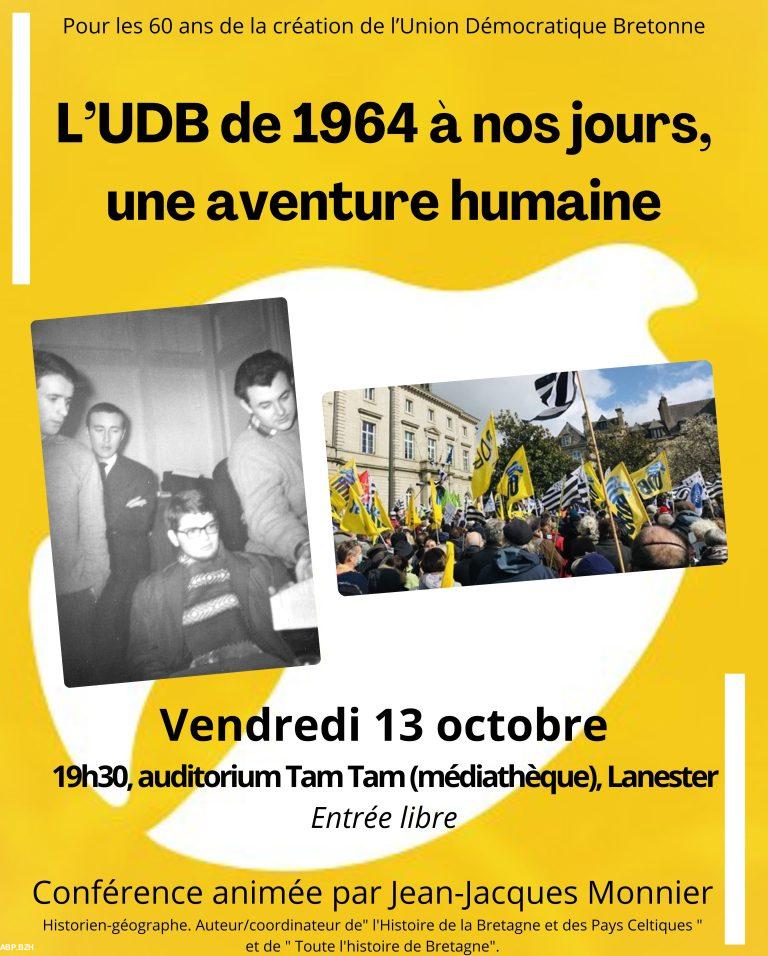L'affiche de la fédération UDB du Morbihan annocant la conférence de Lanester