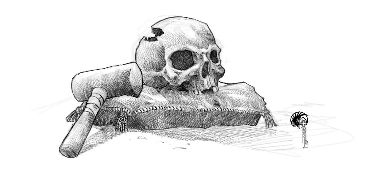 Hagiographie bretonne et mythologie celtique : le cas de saint Goëznou. Dessin Erwan Seure Le Bihan