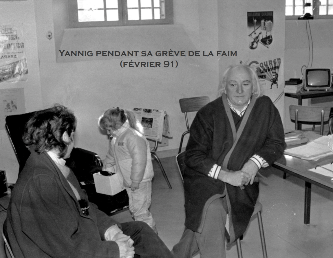 La grève de la faim de février 1991. Photo archives familiales parue dans "Yannig Baron, ar seizh avel, par tous les vents de Bretagne". Le Temps Éditeur 2018