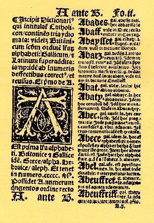 \"Catholicon\" premier dictionnaire breton latin ... et français écrit par Jehan Lagadeuc en 1464.