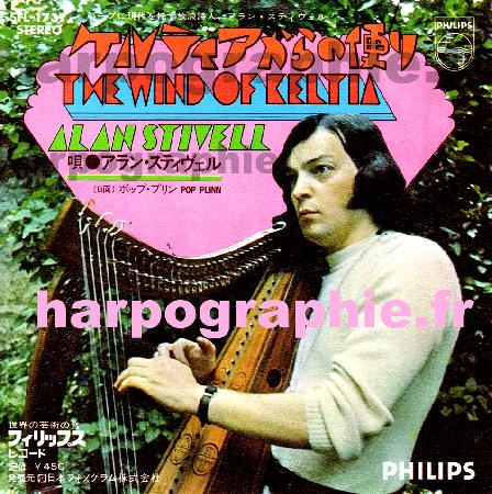45 tours \\\"The Wind of Keltia\\\" et \\\"Pop plinn\\\" édité en 1972 au Japon où pourtant Alan Stivell n\\\'a jamais donné de concert. Recto. Avec l\\\'aimable autorisation de Harpographie