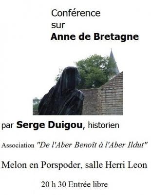 Affiche de la conférence sur Anne de Bretagne à Porspoder (ph. Maryvonne Cadiou/ABP)