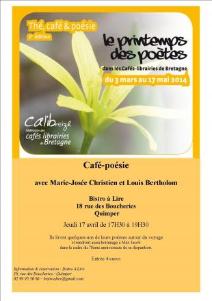 Affiche Café-poésie au Bistro à Lire