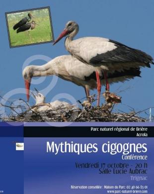 Affiche “Mythiques cigognes”. Grande photo J. Dufour.
