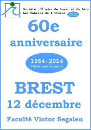 60 ans de vie culturelle brestoise. Affiche des 60 ans de la SEBL, Société d'études de Brest et du Léon.