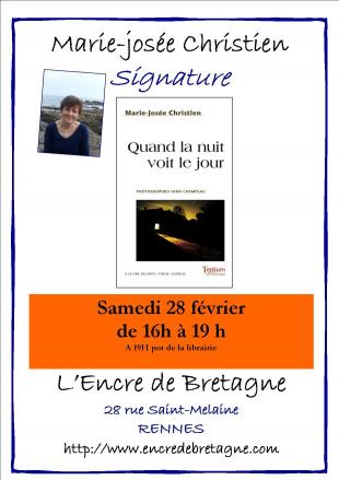 Affiche signature de Marie-Josée Christien à Rennes