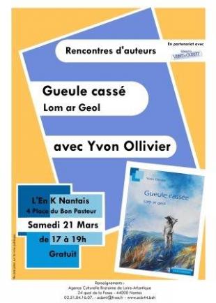 Affiche de la rencontre d'auteur "Lom ar Geol", Yvon Ollivier, Nantes, 21 mars 2015
