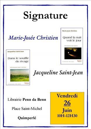 Affiche signature Marie-Josée Christien et Jacqueline Saint-Jean
