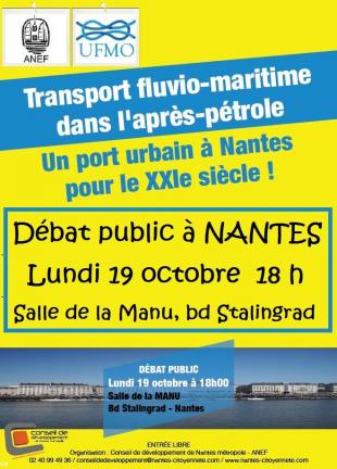 Affiche de la table ronde : Un port urbain à Nantes pour le XXIe siècle ! Débat public.