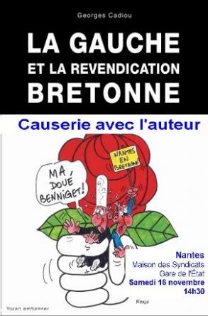 Annonce de la causerie de G. Cadiou à Nantes : la gauche et la revendication bretonne