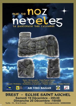 Affiche de Noz Nedeleg, la Pastorale des calvaires par Ar Vro Bagan les 19 et 20 décembre 2015 à Brest.