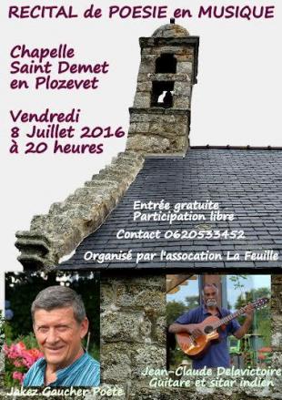 Récital de poésies en musique à la chapelle Saint-Demet en Plozeved (Bro Vigouden).