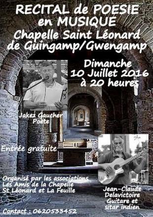 Récital de poésies en musique Chapelle Saint-Léonard, Guingamp/Gwengamp