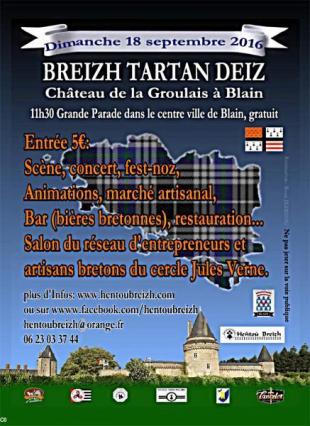 Recto du flyer du Breizh Tartan Deiz - 18 septembre 2016 - Château Le Groulais - Blain