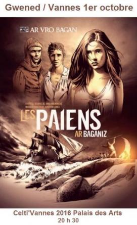 Affiche. Les Païens de Tangi Malmanche, pièce par Ar Vro Bagan à Vannes, 1er octobre 2016.