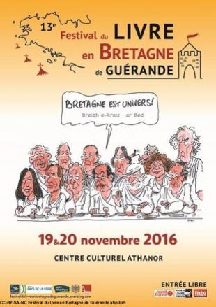 Affiche du Festival du livre en Bretagne de Guérande 2016, dessin de Nono.